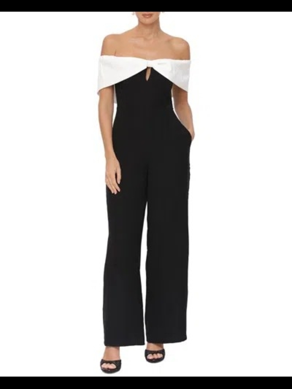 Off-Shoulder Black and White Jumpsuit